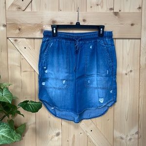 Anthropologie Cloth & Stone Distressed Denim-look MIDI Skirt | Small